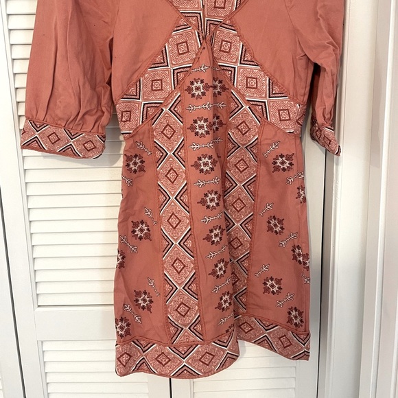 Anthropologie Love Sam Embroidered Monterey Dress - Natural Pink Rose - Picture 12 of 12